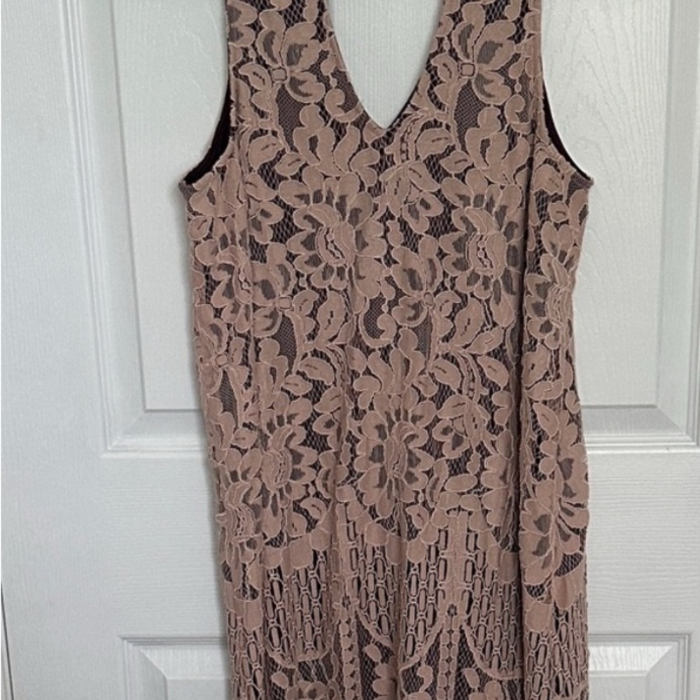 Abbeline light pink and Burgundy Lace Dress - Picture 7 of 7